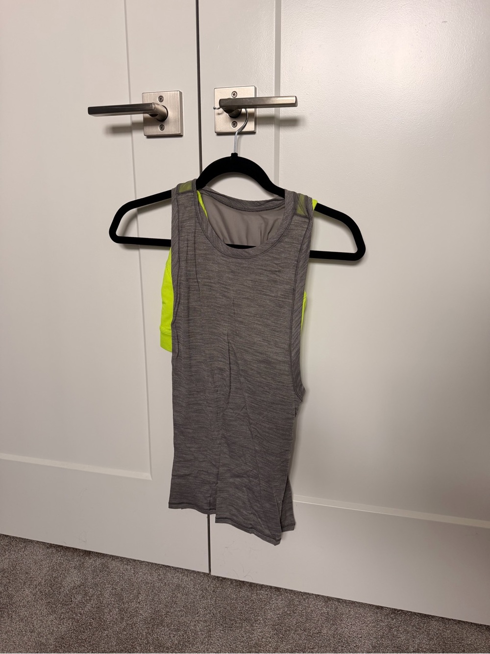 lululemon athletica Gray Tank with Neon Yellow Panels
